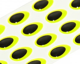 3D Epoxy Teardrop Eyes, Fluo Yellow, 9 mm
